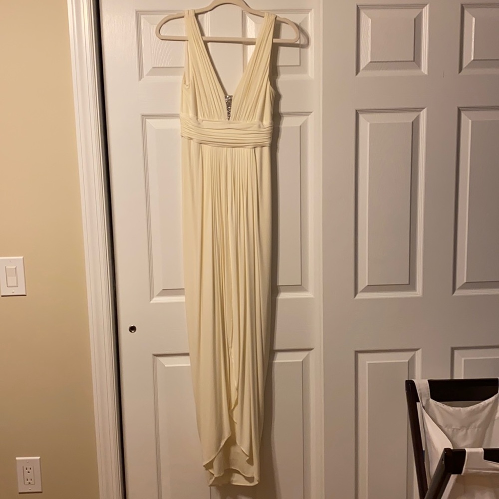 BCBG cream gown